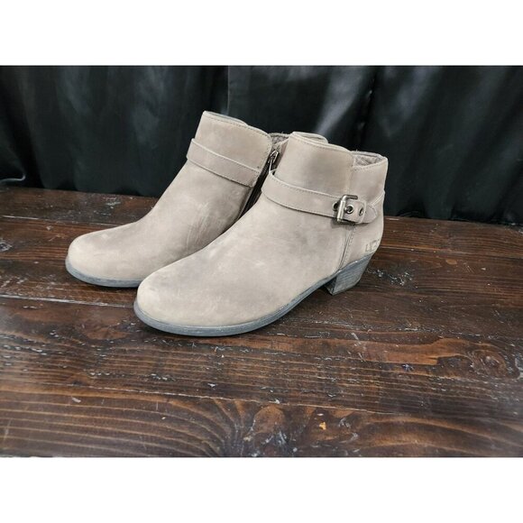 EUC Ugg Bellamy Gray Nubuck Ankle Boots/Sz. 5.5 - Picture 1 of 9